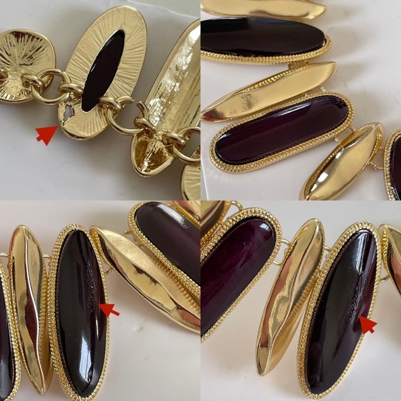 Charming Charlie Dark Purple & Gold-Tone Stone Necklace NWT - Picture 5 of 13